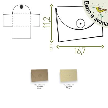 BUSTA CON CHIUSURA A BOTTONE - FORMATO 11,2X16,6 CM - CARTONCINO ECOLOGICO