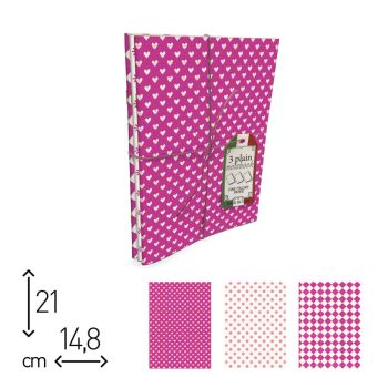 SPILLATI - 15X21 CM - 48 PAGINE NEUTRE - TRIPACK FANTASIA FUCSIA (COD. A1505)