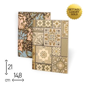 SET 2 QUADERNI CUCITI - 15X21 CM - 80 PAGINE RIGHE - MOSAIC (COD. A1507)