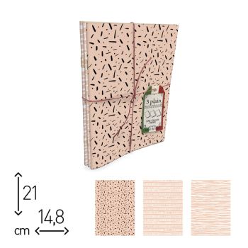 SPILLATI - 15X21 CM - 48 PAGINE NEUTRE - TRIPACK PATTERN SALMONE (COD. A1528)