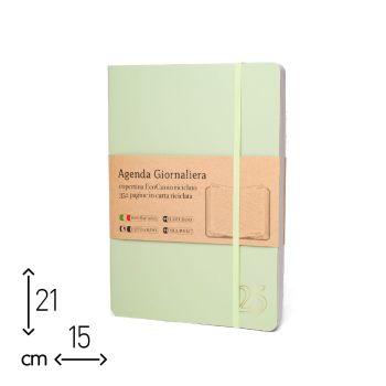 AGENDA GIORNALIERA VERDE MENTA ECOCUOIO 2025 - 15X21 CM (cod. AE10) 