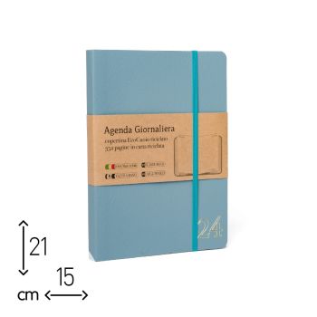 AGENDA GIORNALIERA AZZURRA ECOCUOIO 2024 - 15X21 CM (cod. AE11) 
