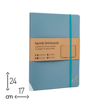 AGENDA SETTIMANALE AZZURRA ECOCUOIO 2024 - 17X24 CM  (cod. AE15) 