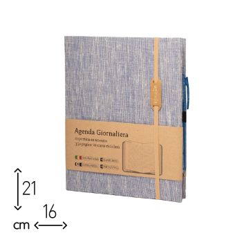 AGENDA GIORNALIERA AZZURRA TESSUTO 2025 - 16X21 CM (cod. AE17) 