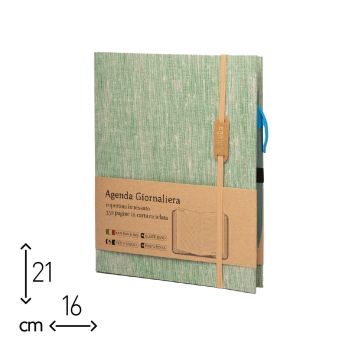 AGENDA GIORNALIERA VERDE TESSUTO 2025 - 16X21 CM (cod. AE18) 