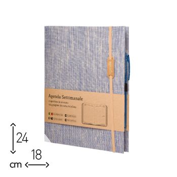 AGENDA SETTIMANALE AZZURRA TESSUTO 2025 - 18X24 CM  (cod. AE20) 