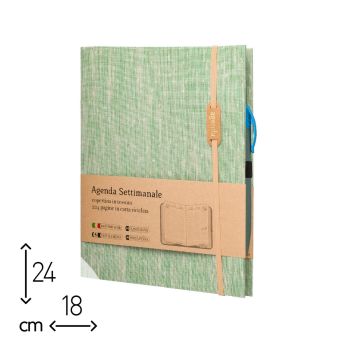 AGENDA SETTIMANALE VERDE TESSUTO 2025 - 18X24 CM  (cod. AE21) 