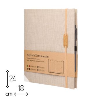 AGENDA SETTIMANALE SABBIA TESSUTO 2025 - 18X24 CM  (cod. AE22) 