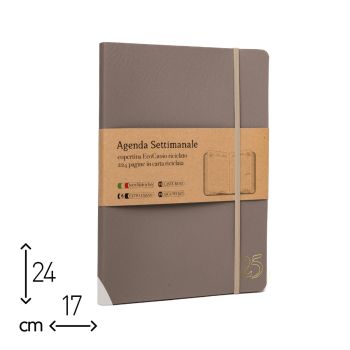 AGENDA SETTIMANALE TORTORA ECOCUOIO 2025 - 17X24 CM  (cod. AE54)