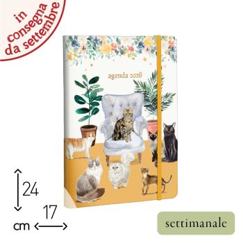AGENDA SETTIMANALE 2026 - 17X24 CM - CAT FRIENDS (COD. AE69)