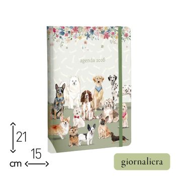 AGENDA GIORNALIERA 2026 - 15X21 CM - DOG FRIENDS (COD. AE78)