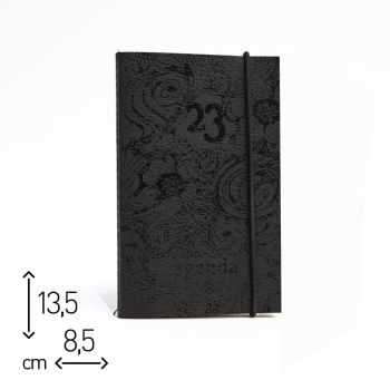 AGENDA TASCABILE SETTIMANALE 2023 "CUOIO RICICLATO NERO" - 8,5X13,5 CM (cod. AG78)