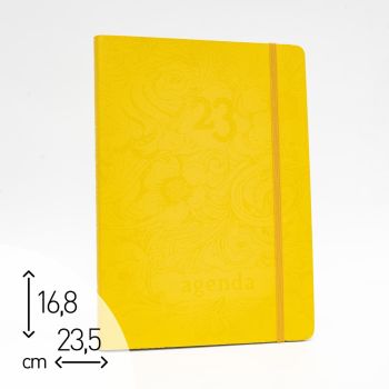 AGENDA SETTIMANALE 2023 "CUOIO RICICLATO GIALLO" - 23,5X16,8 CM (cod. AG84)