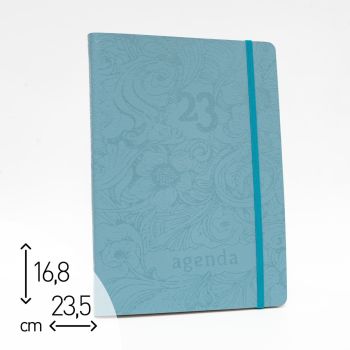 AGENDA SETTIMANALE 2023 "CUOIO RICICLATO AZZURRO" - 23,5X16,8 CM (cod. AG85)