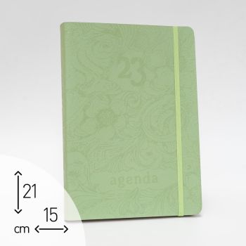 AGENDA GIORNALIERA 2023 "CUOIO RICICLATO VERDE" - 15X21 CM (cod. AG87)
