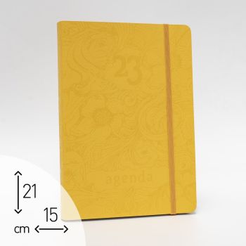 AGENDA GIORNALIERA 2023 "CUOIO RICICLATO GIALLO" - 15X21 CM (cod. AG88)