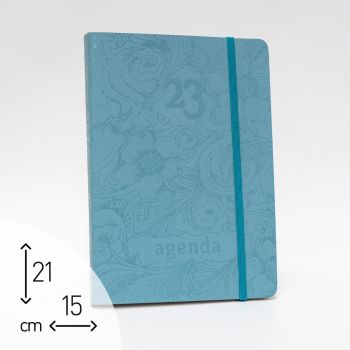 AGENDA GIORNALIERA 2023 "CUOIO RICICLATO AZZURRO" - 15X21 CM (cod. AG89)