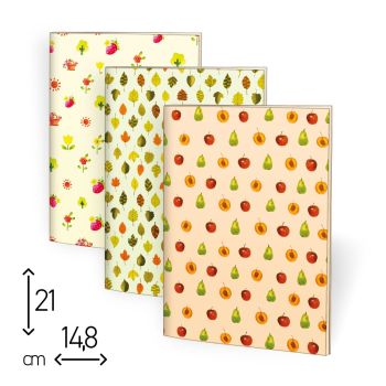 SET 2 SPILLATI - 15X21 CM - 48 PAGINE RIGHE - PATTERN NATURA (COD. BT17)
