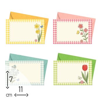 SET 4+4 BIGLIETTI SINGOLI + BUSTE - 7X11 CM - FIORI (COD. CD80)