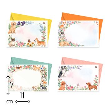 SET 4+4 BIGLIETTI SINGOLI + BUSTE - 7X11 CM - CAGNOLINI (COD. CD83)