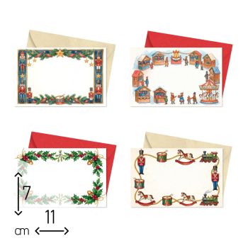 SET 4+4 BIGLIETTI SINGOLI + BUSTE - 7X11 CM - NATALE (COD. CD85)