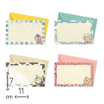 SET 4+4 BUSTE E BIGLIETTI SINGOLI - 7X11 CM - ANIMALI (COD. CR58)