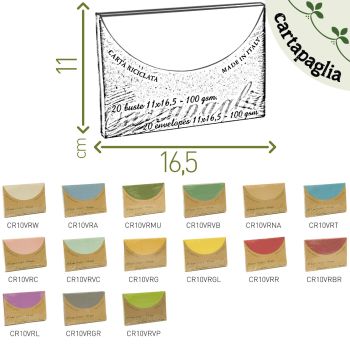 SET 20 BUSTE MONOCOLORE 11X16.5 CM - CARTAPAGLIA  (cod. CR10)