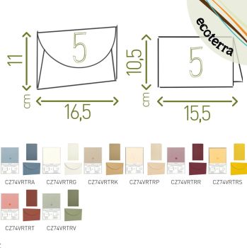 SET 5+5 BUSTE E BIGLIETTI DOPPI ECOTERRA - 11X16,5 CM (COD. CZ74)