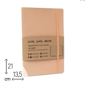 QUADERNO BROSSURATO  "LIVE, LOVE, WRITE" BLUSH - 192 PAGINE RIGHE - 13,5x21 (cod. LL18) [A17B]