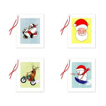 SET 4 CHIUDIPACCO NATALE CON NASTRINO - 6,5x5 CM - CLAUS AND PUPPETS (COD. NA45)