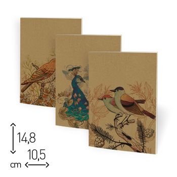 QUADERNO SPILLATO "BUTTERFLY AND BIRDS" - 48 PAGINE RIGHE - 10,5X15 CM (cod. SP20)
