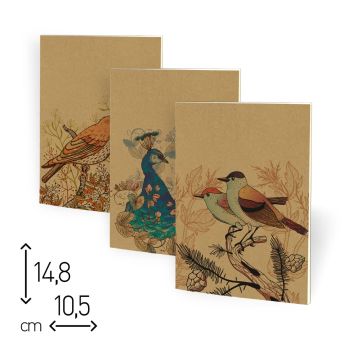 QUADERNO SPILLATO "BUTTERFLY AND BIRDS" - 48 PAGINE RIGHE - 10,5X15 CM (cod. SP20) [C01]