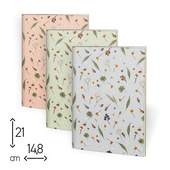 SET 3 SPILLATI - 14,8X21 CM - 48 PAGINE RIGHE - MARGHERITE (COD. SP53)
