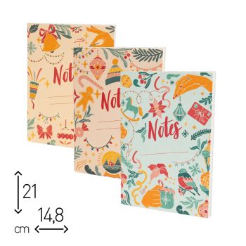 QUADERNO SPILLATO - 48 PAGINE RIGHE - 14,8 X 21 CM - NATALE NOTES (cod. SP58)