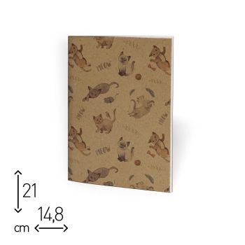 QUADERNO SPILLATO - 48 PAGINE RIGHE - 15X21 CM "GATTO MEOW" (cod. SP67) [B02]