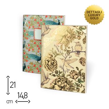 SET 2 QUADERNI CUCITI  - 80 PAGINE RIGHE - 15 X 21 CM - COLIBRI (COD. SP94)