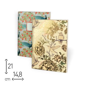 SET 2 QUADERNI CUCITI  - 80 PAGINE RIGHE - 15 X 21 CM "COLIBRI" (cod. SP94)