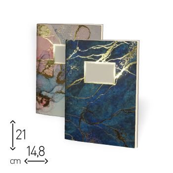 SET 2 QUADERNI CUCITI  - 80 PAGINE RIGHE - 15 X 21 CM - MARMORINA (cod. SP98) [F04]