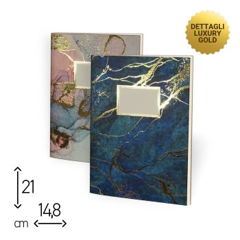 SET 2 QUADERNI CUCITI  - 80 PAGINE RIGHE - 15X21 CM - MARMORINA (COD. SP98)