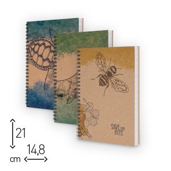 QUADERNO SPIRALATO - 70 FOGLI RIGHE - 14,8x21 cm - SAVE OUR (Cod ST16) [A17]