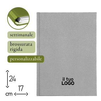 AGENDA SETTIMANALE - BROSSURA RIGIDA - 17X24 CM - PERSONALIZZABILE (COD. PR84-BC) 
