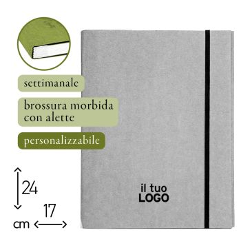 AGENDA SETTIMANALE - BROSSURA MORBIDA CON ALETTE - 17X24 CM - PERSONALIZZABILE (COD. PR84-RCA)